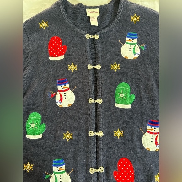 Vintage 90s Crystal Kobe Christmas
Patchwork Navy Blue Cardigan Women’s Size M - Picture 5 of 12